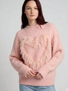 Molly Bracken Fuzzy Heart Knit Sweater